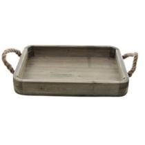 Bandeja Madeira Rústica com Alça 33x23 cm - Bela Flor