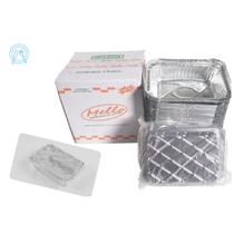 Bandeja Marmita Marmitex Retangular Mello M120 Tampa Pet Transparente Alumínio 500ml C/50