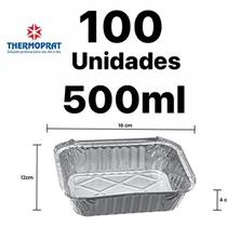 Bandeja Marmitex 500ml Alumínio - 100 Unidades Thermoprat - Plastimil