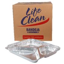 Bandeja Marmitex Aluminio 3 Divisoria 900Ml C/100 Life Clean