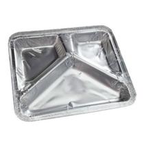 Bandeja Marmitex Alumínio 900ml Três Divisórias com tampa - 50 Unidades (Ideal Para Microondas)