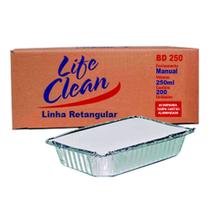 Bandeja Marmitex Aluminio Retangular 250Ml C/200 Life Clean