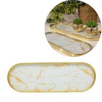 Bandeja Marmorizada Oval Banheiro Lavabo Decorativa Multiuso
