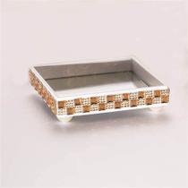Bandeja MDF com Pedraria Dourada Tamanho P