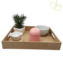 Bandeja MDF Com Pegador Porta Objetos Decoração Festa Servir 35x30x5