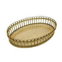 Bandeja Medio Rattan c Vidro Decorativo Oval Alta Decoração Bandeja Medio Rattan c Vidro Decorativo Oval Alta Decoração