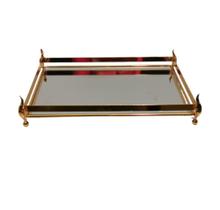 Bandeja Medio Ret. Metal Dourado Fundo Espelhado Formosa