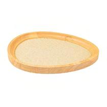 Bandeja Menor Madeira Design Triangular Fundo Bege