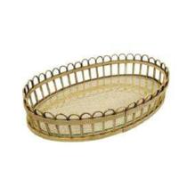 Bandeja Menor Rattan c Vidro Decorativo Oval Alta Decoração Bandeja Menor Rattan c Vidro Decorativo Oval Alta Decoração