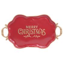 Bandeja Merry Christmas Vermelho Ouro 51cm - 1 Un