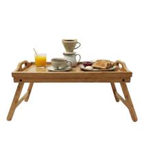 Bandeja Mesa Cafe na Cama Bambu Pes Dobraveis 50x30cm Mimo Style Presente Casa Servir Decorar