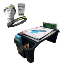 Bandeja Mesa Colo Apoio Comer Refeição Cama Suporte Notebook + Luminária Led Cor Preto