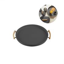 Bandeja Metal + Bambu 41.5x37cm - Elegância e Sustent. - OU