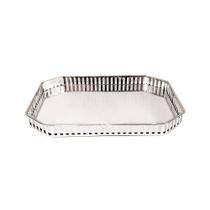 Bandeja Metal C/ Espelho Prateada 29,5x20,5cm Class Home