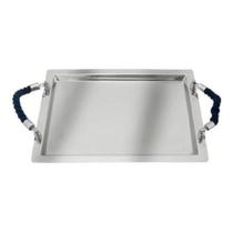 Bandeja Metal Menor c Alças em Corda Retangular Luxo