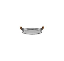 Bandeja Metal Oval c Alças de Couro alta decoração Luxo Bandeja Metal Oval c Alças de Couro alta decoração Luxo