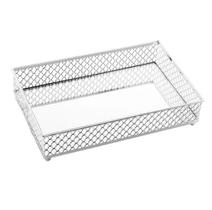 Bandeja Metal Retangular Espelhada Prata 21x13x5cm Barcelona