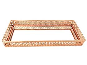 Bandeja Metal Retangular Flower Rosé 26X11X3,5Cm Tenda