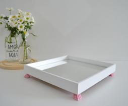 Bandeja Multiuso Bebê MDF P Espelho Resina Decoração B097