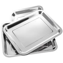 Bandeja Narkysus para laboratório dentário de aço inoxidável de 35 cm x 26 cm, pacote com 3