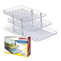 Bandeja Organizadora Correspondência Tripla Cristal Movel Acrílico Escritório Home Office Expedição Pedidos Separação Bandeja Organizadora Correspondência Tripla Cristal Movel Acrílico Escritório Home Office Expedição Pedidos Separação