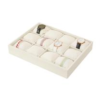 Bandeja organizadora Coward Beige Velvet 12 grades para relógios Bandeja organizadora Coward Beige Velvet 12 grades para relógios
