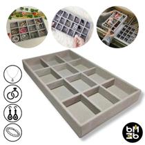 Bandeja Organizadora De Gavetas 21,5cm 12 Divisórias Porta Joia Semijoia Veludo