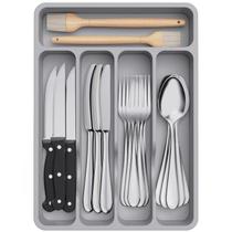 Bandeja organizadora de gavetas Lifewit Silverware com 5 compartimentos cinza Bandeja organizadora de gavetas Lifewit Silverware com 5 compartimentos cinza