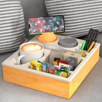 Bandeja organizadora de sofá RGBDOT, suporte para copos de silicone de bambu