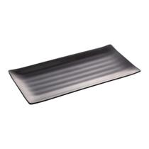 Bandeja Oriental Para Sushi Em Melamina Preta 30x15cm