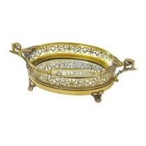 Bandeja Oval Classica Alças e Pés Trabalhado Espelhado Luxo Bandeja Oval Classica Alças e Pés Trabalhado Espelhado Luxo