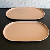 Bandeja oval de bambu rosa pequena ou grande para cozinha alimentos cantinho do café