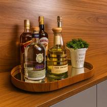 Bandeja Oval decorativa espelhada bar aparado sala