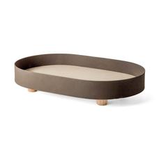 Bandeja Oval em Madeira e Metal Cinza 40x25,5x8cm - Mart