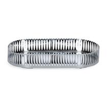 Bandeja Oval em Metal Prata com Espelho Luxoria 26 x 14,5 cm