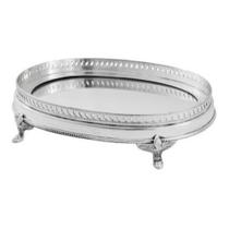 Bandeja Oval Metal c Pezinhos Espelhado Impecavel Luxo