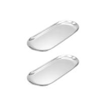 Bandeja Oval Organizador Aço Inox Apoio Suporte Multiuso 2un