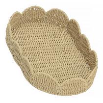 Bandeja Oval Palha Straw 45x34x10cm Cor Bege 23357 - EntreCasa