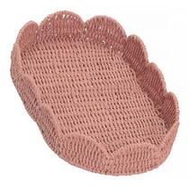 Bandeja Oval Palha Straw 45x34x10cm Cor Coral 23357 - EntreCasa