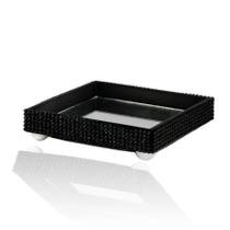 Bandeja P em MDF Preta com Strass Preto Kailash