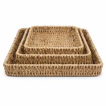 Bandeja palha decorativa 3 peças 5x40x30- 5x35x25- 5x30x20 casart Bandeja palha decorativa 3 peças 5x40x30- 5x35x25- 5x30x20 casart