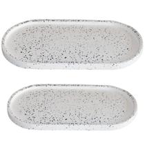 Bandeja Para Banheiro Bandeja Decorativa Bandeja Oval Peônia Artesanal De Cimento Com Granilite Bandeja Para Banheiro Bandeja Decorativa Bandeja Oval Peônia Artesanal De Cimento Com Granilite