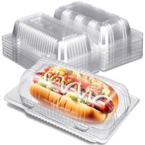 Bandeja para cachorros-quentes Funnymoom de plástico transparente, 60 unidades com tampa articulada Bandeja para cachorros-quentes Funnymoom de plástico transparente, 60 unidades com tampa articulada