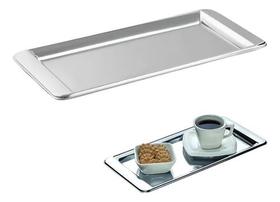 Bandeja Para Café Inox Retangular Pequena 30x15cm Servir