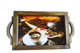Bandeja Para Café ou Chá Em Pinus - Fundo Adesivado