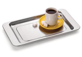 Bandeja Para Cafézinho Retangular Aço Inox 30x17 Cm Café Chá Serviço De Mesa Decorativa Bar Banheiro Casa Cozinha