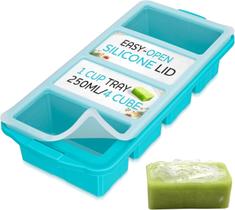 Bandeja para freezer Xomoo Silicone com tampa, porções de 1 xícara, 250 ml, 1 pacote