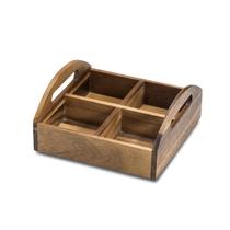 Bandeja para lanches Kalmar Home Acacia Wood com 4 compartimentos com alças Bandeja para lanches Kalmar Home Acacia Wood com 4 compartimentos com alças