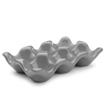 Bandeja para ovos Flexzion Ceramic, 6 xícaras, geladeira de porcelana, cinza Bandeja para ovos Flexzion Ceramic, 6 xícaras, geladeira de porcelana, cinza