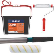 Bandeja Para Pintura 10L Com Alça + Suporte Garfo + Rolo de Pintura 23cm Poliamida + Cabo Ajustável 3m Bandeja Para Pintura 10L Com Alça + Suporte Garfo + Rolo de Pintura 23cm Poliamida + Cabo Ajustável 3m